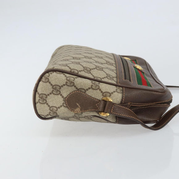 GUCCI GG Supreme Web Sherry Line Shoulder Bag PVC Beige 119 02 088 Auth 162979