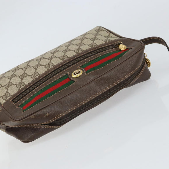 GUCCI GG Supreme Web Sherry Line Shoulder Bag PVC Beige 119 02 088 Auth 162979