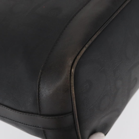 Christian Dior Trotter Canvas Shoulder Bag Black Gold Auth 162986