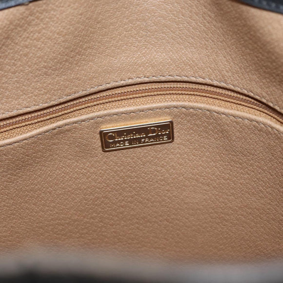 Christian Dior Trotter Canvas Shoulder Bag Black Gold Auth 162986