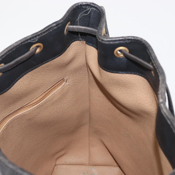 Christian Dior Trotter Canvas Shoulder Bag Black Gold Auth 162986