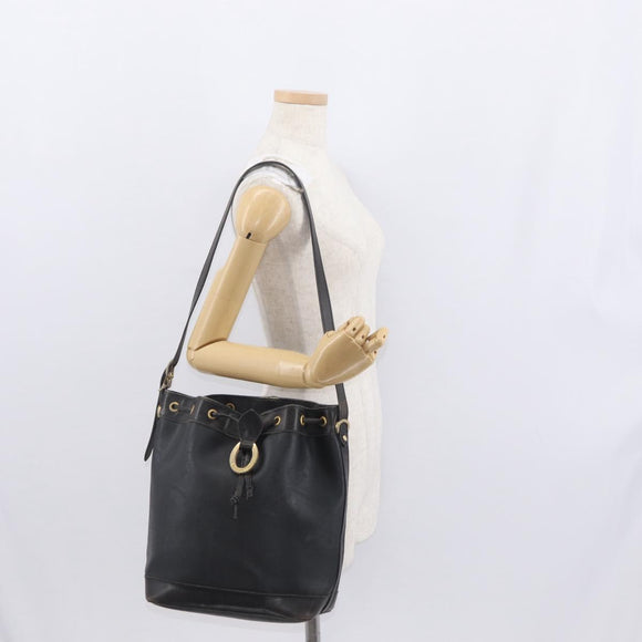 Christian Dior Trotter Canvas Shoulder Bag Black Gold Auth 162986