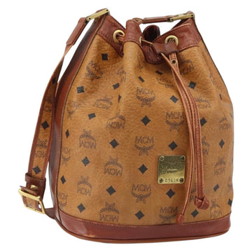 MCM Logogram Vicetos Shoulder Bag PVC Brown Gold Auth 162987