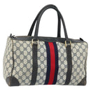 GUCCI GG Supreme Boston Bag PVC Navy Gold Auth 162988-1