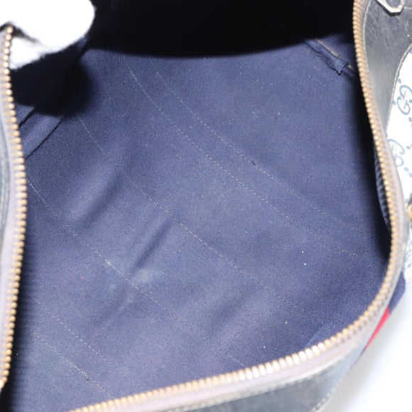 GUCCI GG Supreme Boston Bag PVC Navy Gold Auth 162988