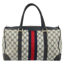 GUCCI GG Supreme Boston Bag PVC Navy Gold Auth 162988-2