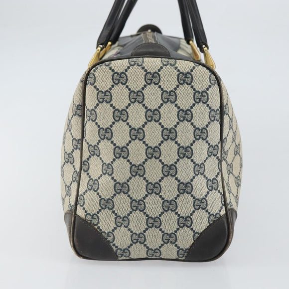 GUCCI GG Supreme Boston Bag PVC Navy Gold Auth 162988