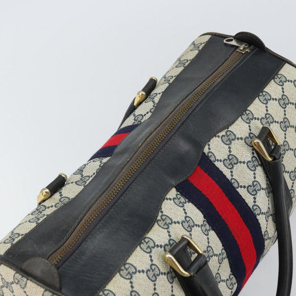 GUCCI GG Supreme Boston Bag PVC Navy Gold Auth 162988