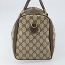 GUCCI GG Supreme Web Sherry Line Boston Bag PVC Beige Gold Auth 162989-3