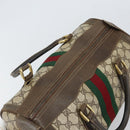 GUCCI GG Supreme Web Sherry Line Boston Bag PVC Beige Gold Auth 162989-6