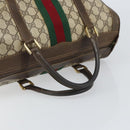 GUCCI GG Supreme Web Sherry Line Boston Bag PVC Beige Gold Auth 162989-7