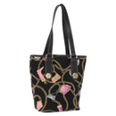 GUCCI Tote Bag Satin Black Gold 153361 Auth 162992-1