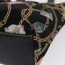 GUCCI Tote Bag Satin Black Gold 153361 Auth 162992-16