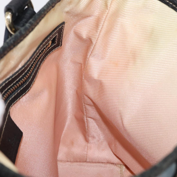 GUCCI Tote Bag Satin Black Gold 153361 Auth 162992