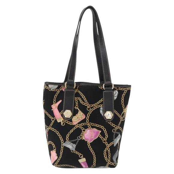 GUCCI Tote Bag Satin Black Gold 153361 Auth 162992