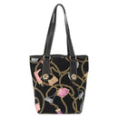 GUCCI Tote Bag Satin Black Gold 153361 Auth 162992-2