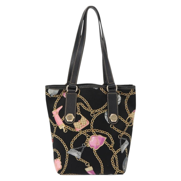 GUCCI Tote Bag Satin Black Gold 153361 Auth 162992