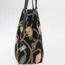 GUCCI Tote Bag Satin Black Gold 153361 Auth 162992-4