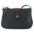 GUCCI GG Supreme Web Sherry Line Bag PVC Black Red 116 02 076 Auth 162995-13