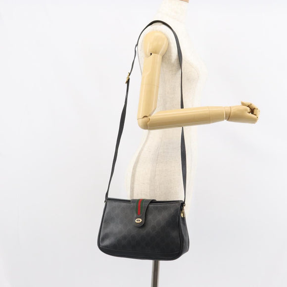 GUCCI GG Supreme Web Sherry Line Bag PVC Black Red 116 02 076 Auth 162995