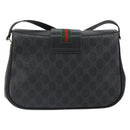 GUCCI GG Supreme Web Sherry Line Bag PVC Black Red 116 02 076 Auth 162995-2