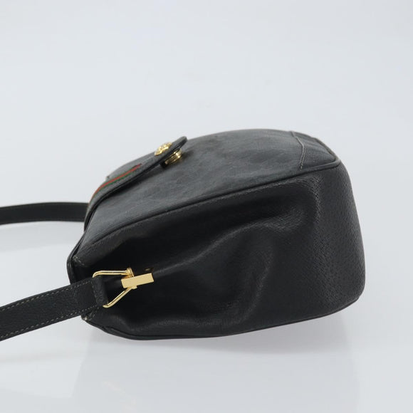 GUCCI GG Supreme Web Sherry Line Bag PVC Black Red 116 02 076 Auth 162995