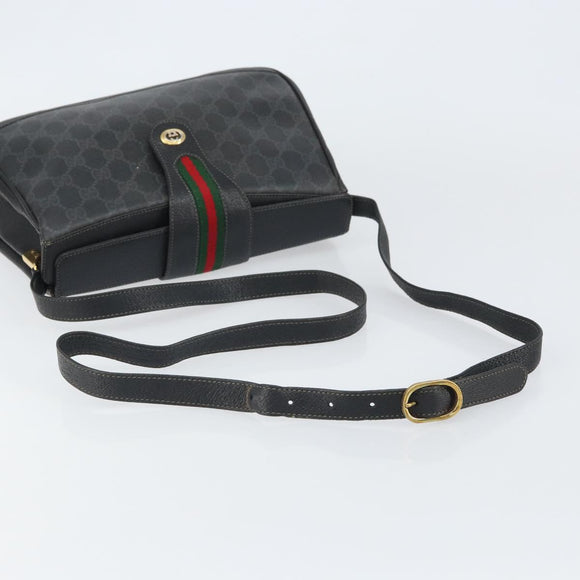 GUCCI GG Supreme Web Sherry Line Bag PVC Black Red 116 02 076 Auth 162995