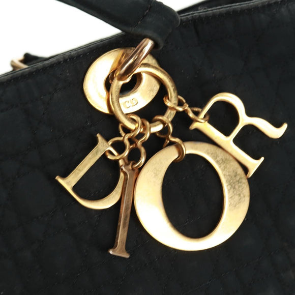 Christian Dior Lady Dior Canage Tote Bag Black Gold Auth 162997