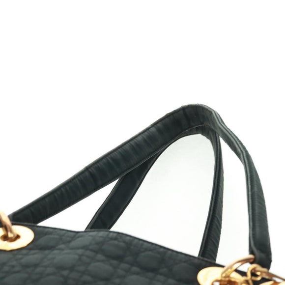Christian Dior Lady Dior Canage Tote Bag Black Gold Auth 162997