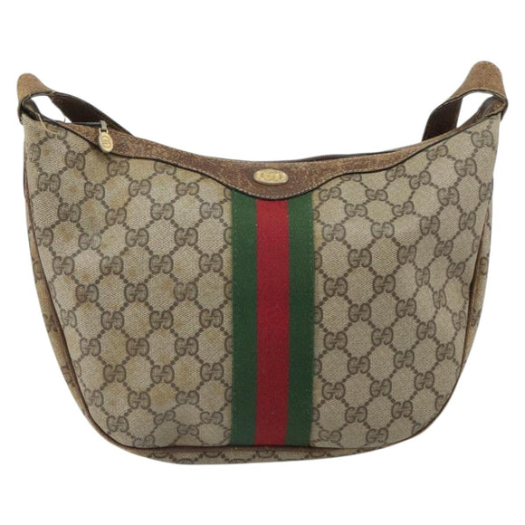 GUCCI GG Supreme Web Sherry Line Shoulder Bag PVC Beige 010 378 Auth 162998