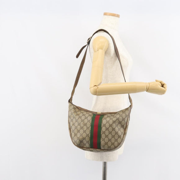 GUCCI GG Supreme Web Sherry Line Shoulder Bag PVC Beige 010 378 Auth 162998