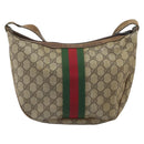 GUCCI GG Supreme Web Sherry Line Shoulder Bag PVC Beige 010 378 Auth 162998-2