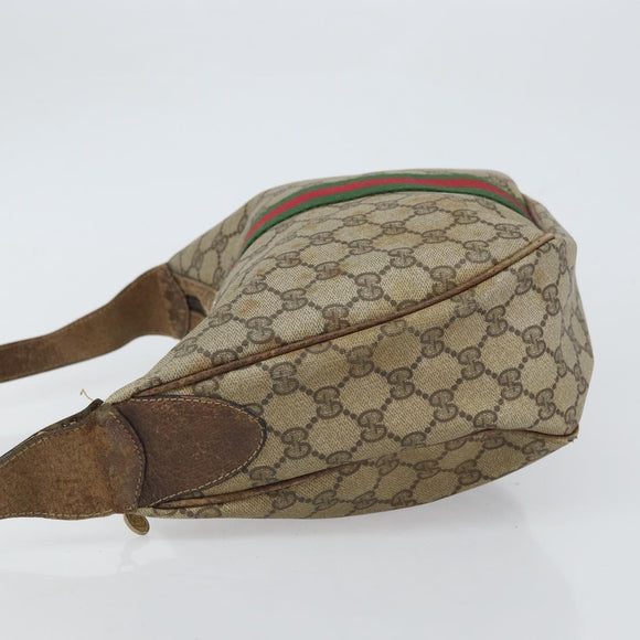 GUCCI GG Supreme Web Sherry Line Shoulder Bag PVC Beige 010 378 Auth 162998