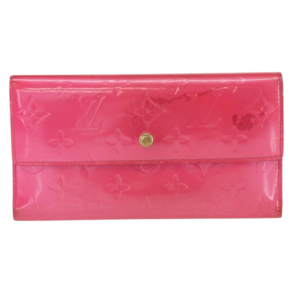 LOUIS VUITTON Vernis Porte Tresol International Wallet Pink M91246 Auth 163013