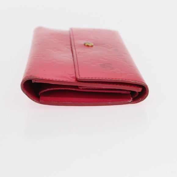 LOUIS VUITTON Vernis Porte Tresol International Wallet Pink M91246 Auth 163013