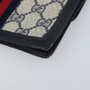 GUCCI GG Supreme Sherry Line Pouch PVC Leather Navy Gold Auth 163015-15
