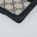 GUCCI GG Supreme Sherry Line Pouch PVC Leather Navy Gold Auth 163015-16