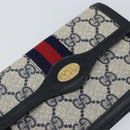 GUCCI GG Supreme Sherry Line Pouch PVC Leather Navy Gold Auth 163015-17