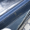 GUCCI GG Supreme Sherry Line Pouch PVC Leather Navy Gold Auth 163015-9