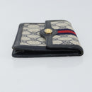 GUCCI GG Supreme Sherry Line Pouch PVC Leather Navy Gold Auth 163015-3