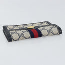 GUCCI GG Supreme Sherry Line Pouch PVC Leather Navy Gold Auth 163015-5