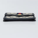 GUCCI GG Supreme Sherry Line Pouch PVC Leather Navy Gold Auth 163015-6