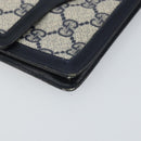 GUCCI GG Supreme Sherry Line Pouch PVC Leather Navy Gold Auth 163015-14