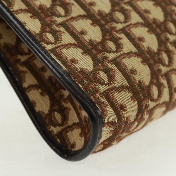 Christian Dior Trotter Canvas Shoulder Bag Beige Gold Auth 163022V