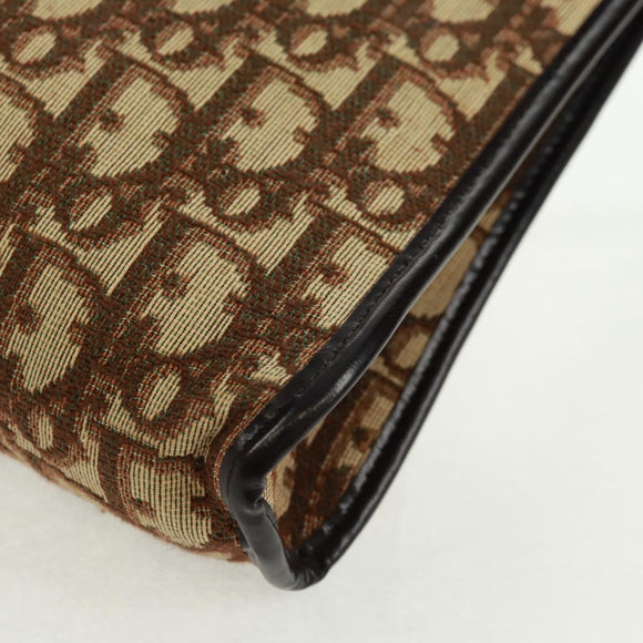 Christian Dior Trotter Canvas Shoulder Bag Beige Gold Auth 163022V
