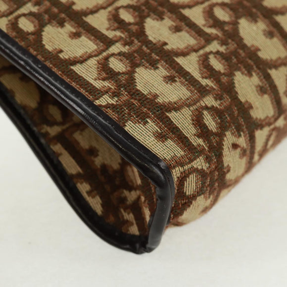 Christian Dior Trotter Canvas Shoulder Bag Beige Gold Auth 163022V