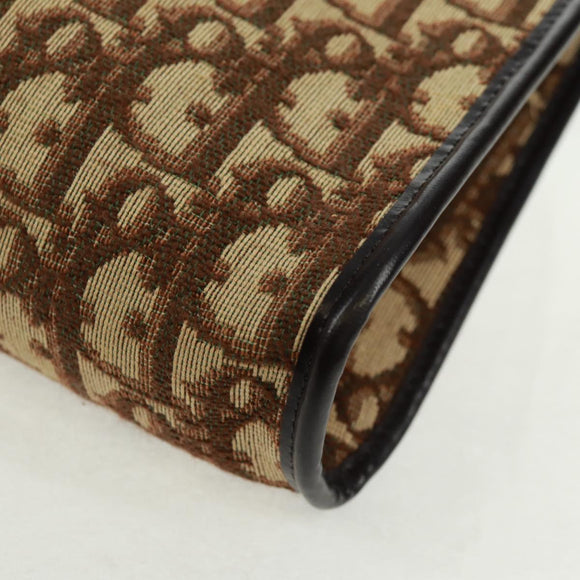 Christian Dior Trotter Canvas Shoulder Bag Beige Gold Auth 163022V