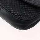 BALLY Quilted Chain Shoulder Bag Leather Black Gold Auth 163023-14