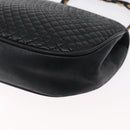 BALLY Quilted Chain Shoulder Bag Leather Black Gold Auth 163023-16