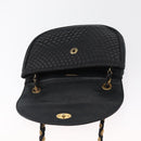 BALLY Quilted Chain Shoulder Bag Leather Black Gold Auth 163023-10
